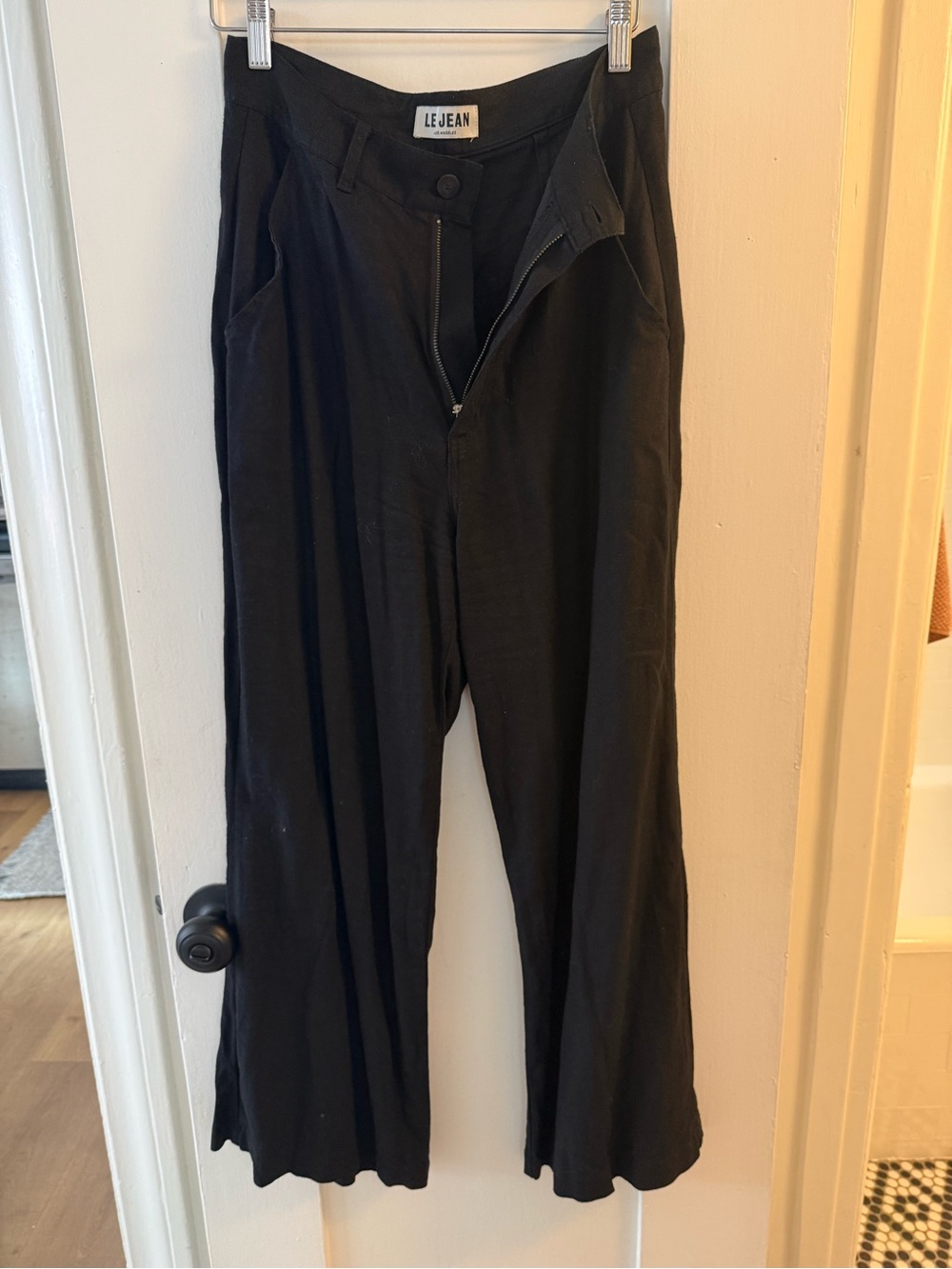 Le Jean Wide Leg Linen Pants
